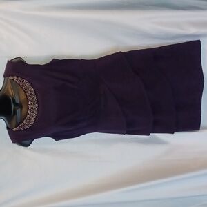 ⚜️Connected Woman’s Eggplant/Purple Cocktail Dress Pearl/Crystal Neckline⚜️